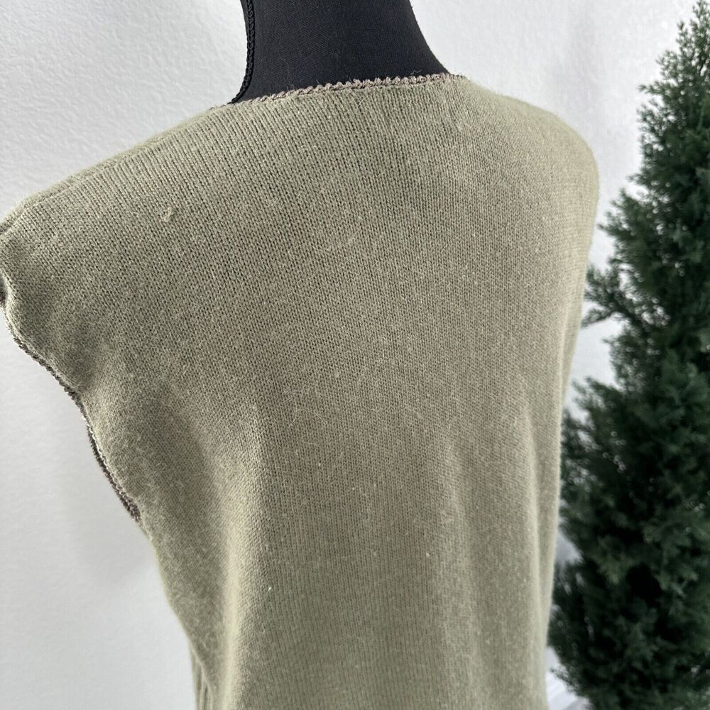 Koret Vintage Sweater Vest Women’s Size Large Green Flower Floral Acrylic Nylon - Picture 6 of 14